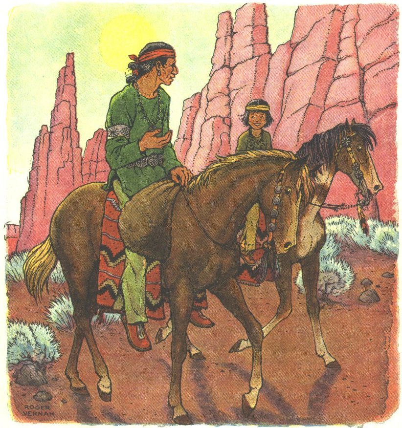 Image of Antelope and his father on horseback.