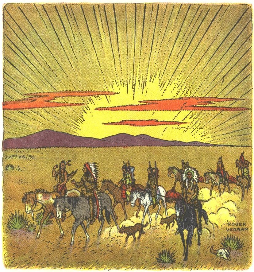 Image of tribe traveling over the prairies