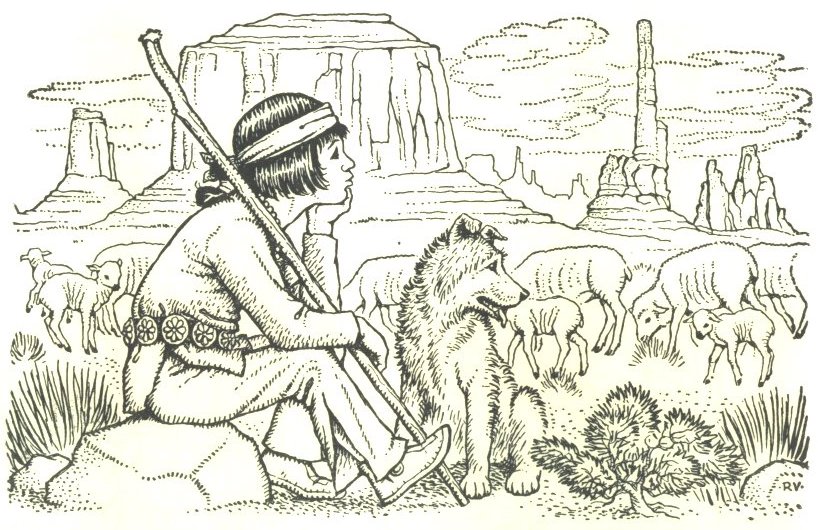 Image of Antelope tending sheep.